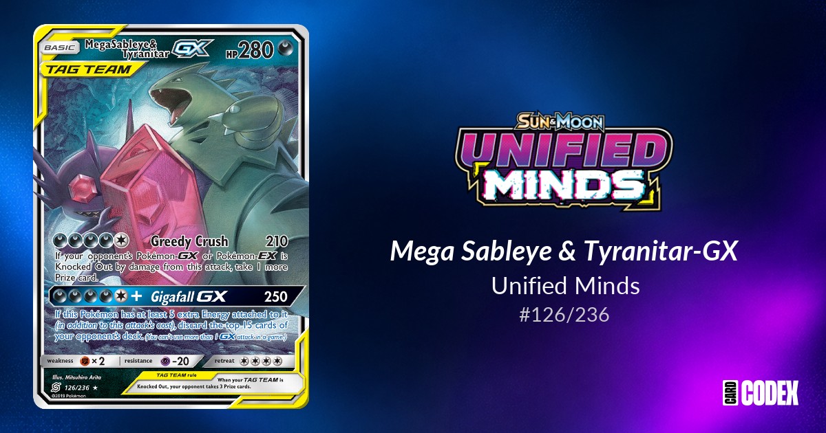 Mega Sableye & Tyranitar-GX #126/236 - Unified Minds | Price Guide ...