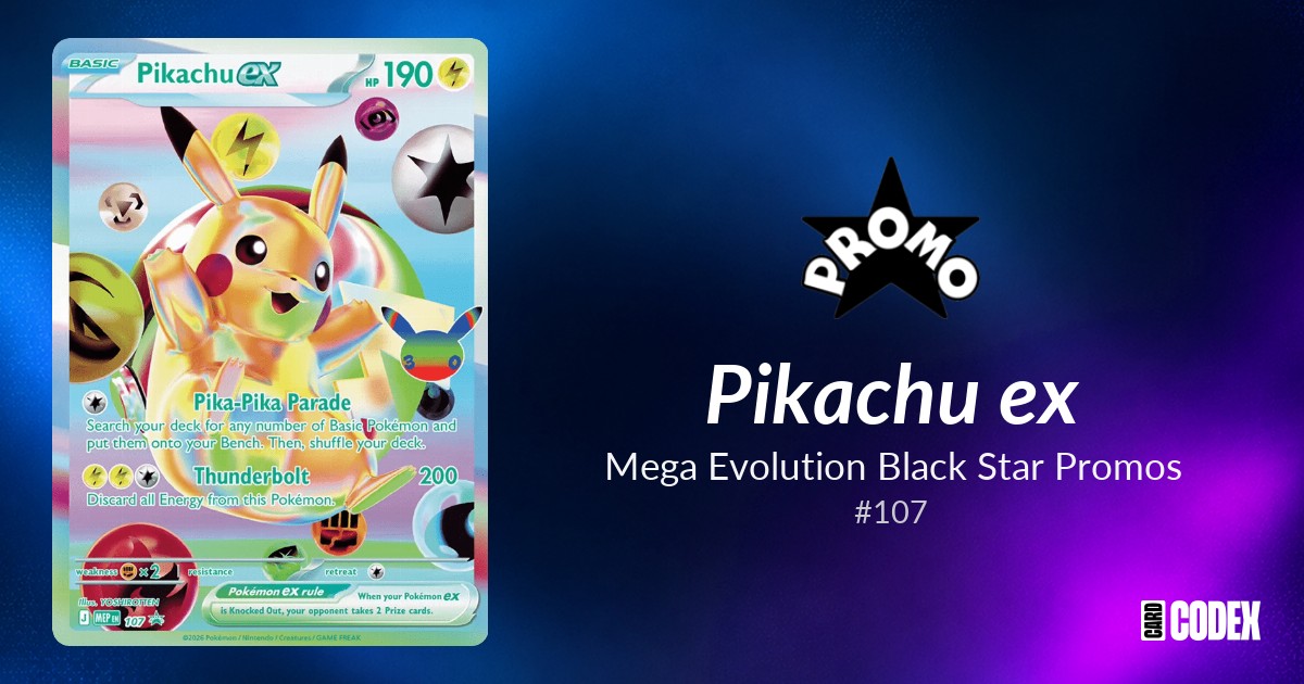 Pikachu ex #107 - Mega Evolution Black Star Promos | Price Guide ...