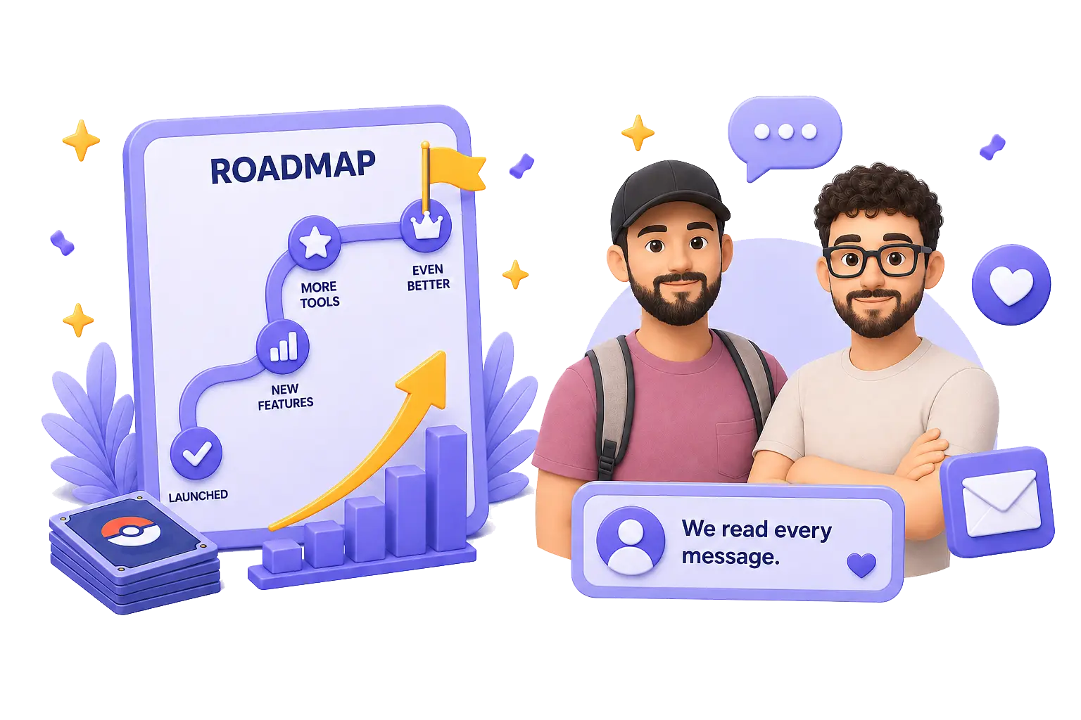 Card Codex product roadmap and founders illustration