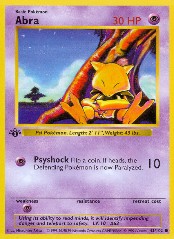 Abra base1-43 Common from Base Set