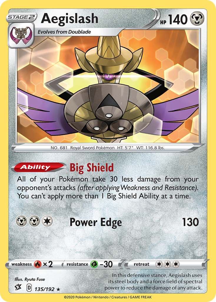 Aegislash swsh2-135 Rare from Rebel Clash Set