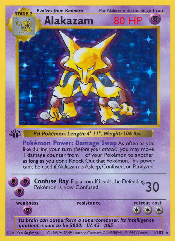Alakazam base1-1 Rare Holo from Base Set