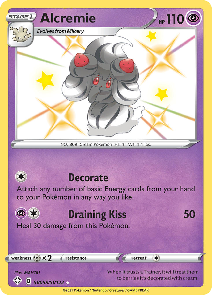 Alcremie swsh45sv-SV058 Rare Shiny from Shining Fates Shiny Vault Set