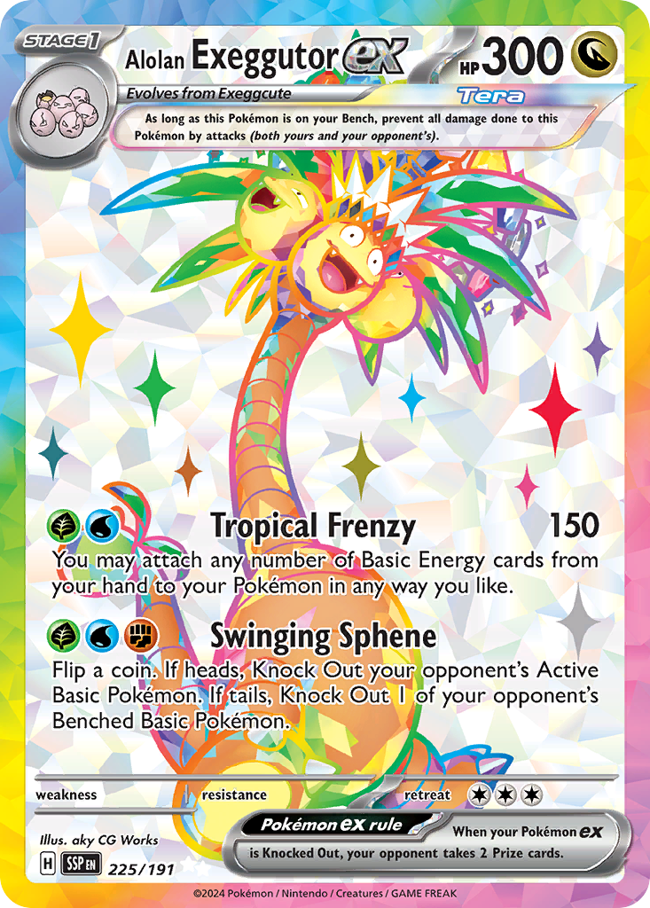 Alolan Exeggutor ex sv8-225 Ultra Rare from Surging Sparks Set