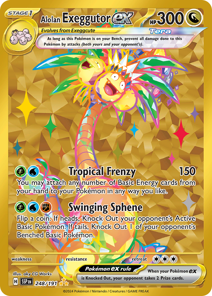 Alolan Exeggutor ex sv8-248 Hyper Rare from Surging Sparks Set