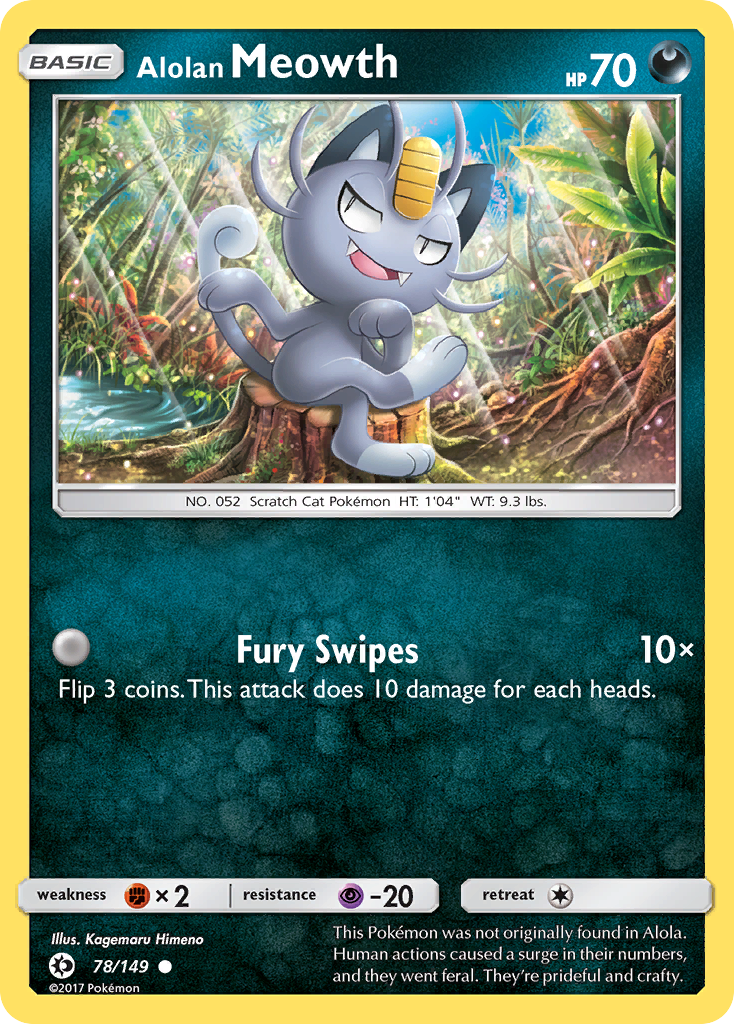 Alolan Meowth sm1-78 Common from Sun & Moon Set