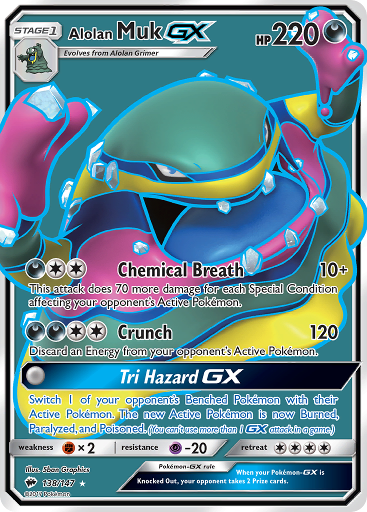 Alolan Muk-GX sm3-138 Rare Ultra from Burning Shadows Set