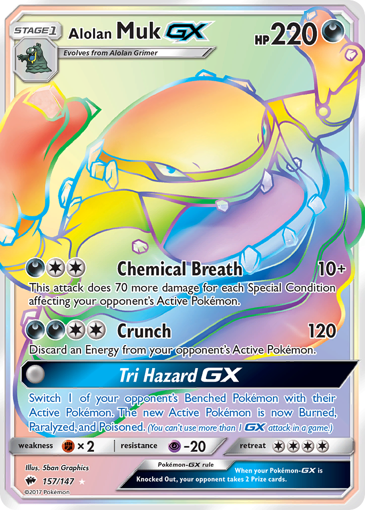 Alolan Muk-GX sm3-157 Rare Rainbow from Burning Shadows Set