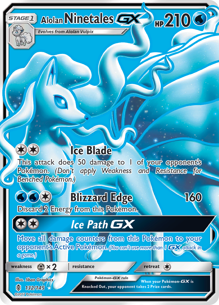 Alolan Ninetales-GX sm2-132 Rare Ultra from Guardians Rising Set
