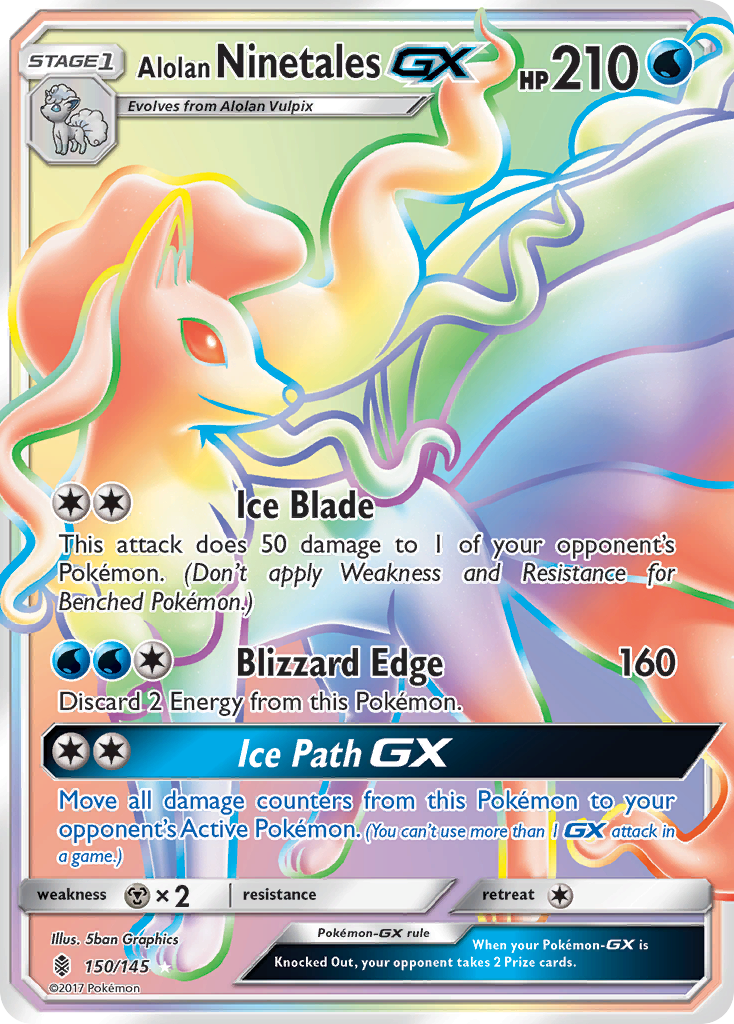 Alolan Ninetales-GX sm2-150 Rare Rainbow from Guardians Rising Set