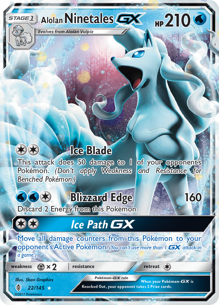 Alolan Ninetales-GX sm2-22 Rare Holo GX from Guardians Rising Set