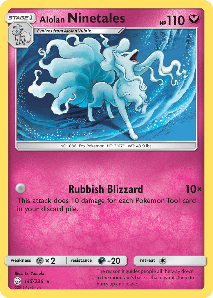 Alolan Ninetales sm12-145 Rare Holo from Cosmic Eclipse Set