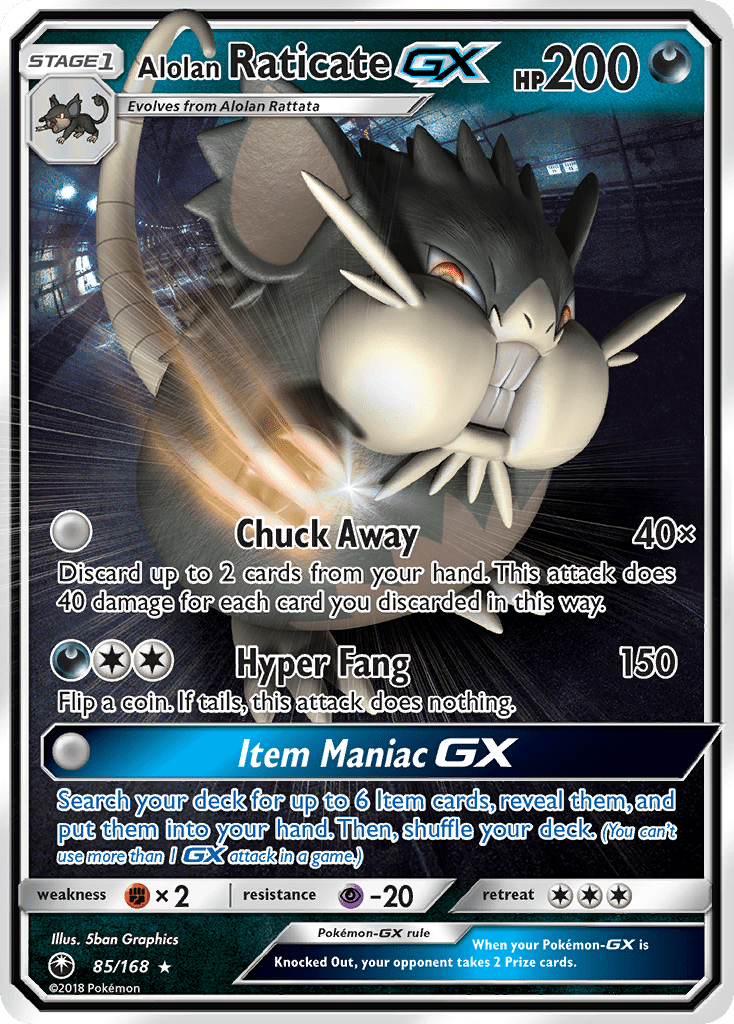 Alolan Raticate-GX sm7-85 Rare Holo GX from Celestial Storm Set
