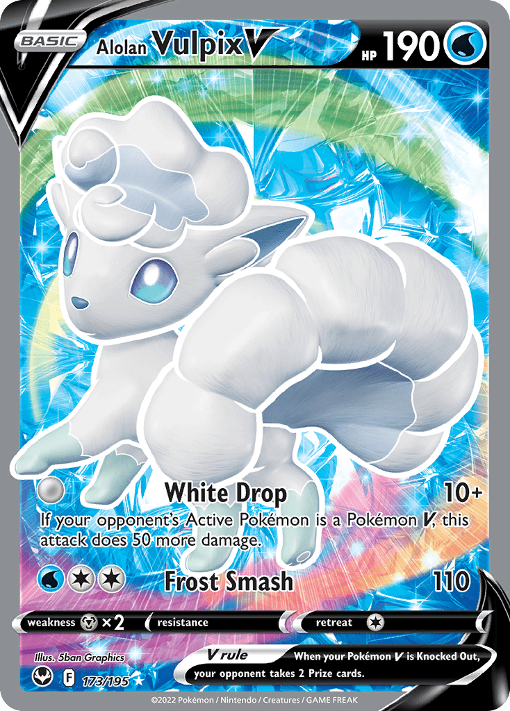 Alolan Vulpix V swsh12-173 Rare Ultra from Silver Tempest Set