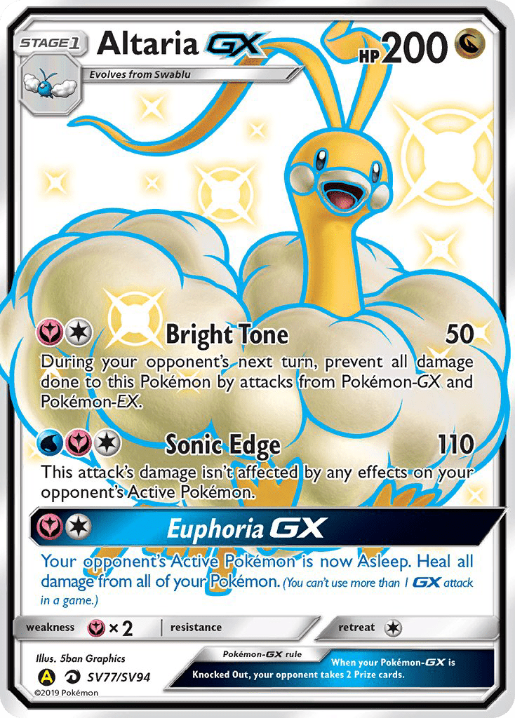 Altaria-GX sma-SV77 Rare Shiny GX from Hidden Fates Shiny Vault Set