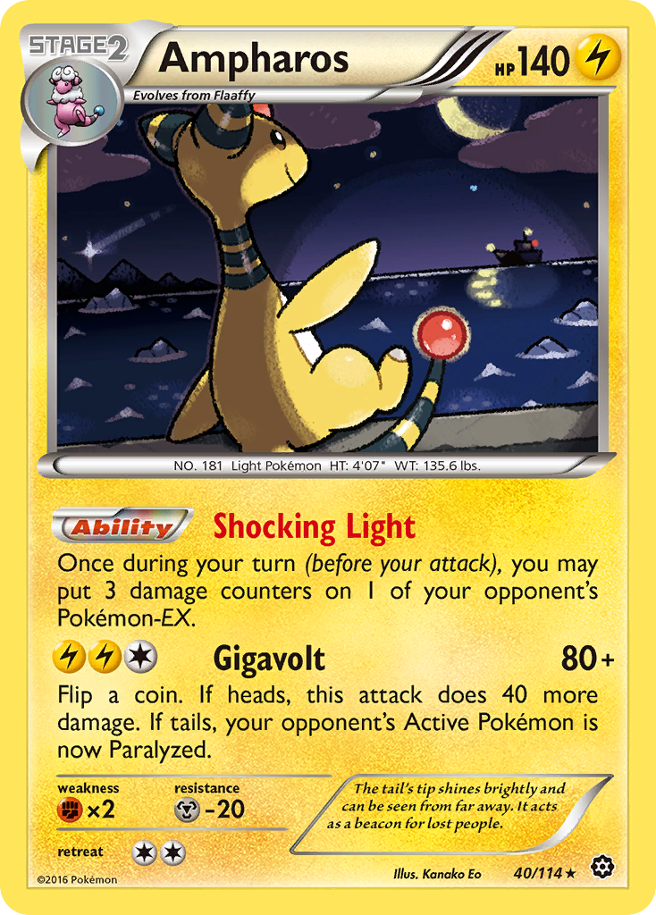 Ampharos xy11-40 Rare Holo from Steam Siege Set