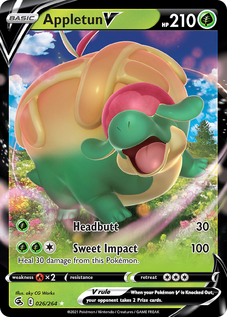 Appletun V swsh8-26 Rare Holo V from Fusion Strike Set