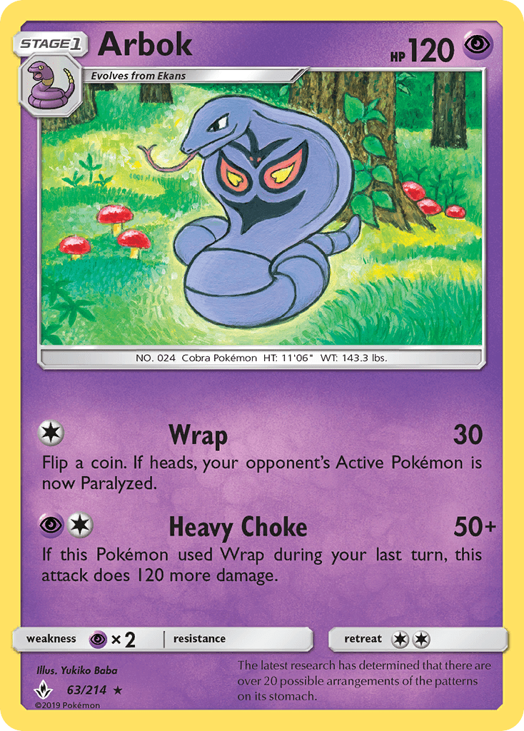Arbok sm10-63 Rare from Unbroken Bonds Set