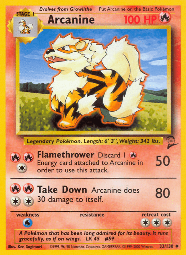 Arcanine base4-33 Uncommon from Base Set 2 Set