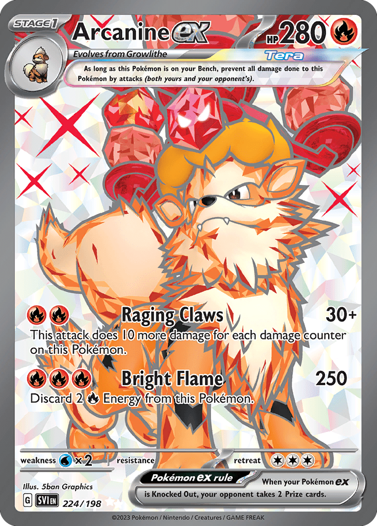 Arcanine ex sv1-224 Ultra Rare from Scarlet & Violet Set