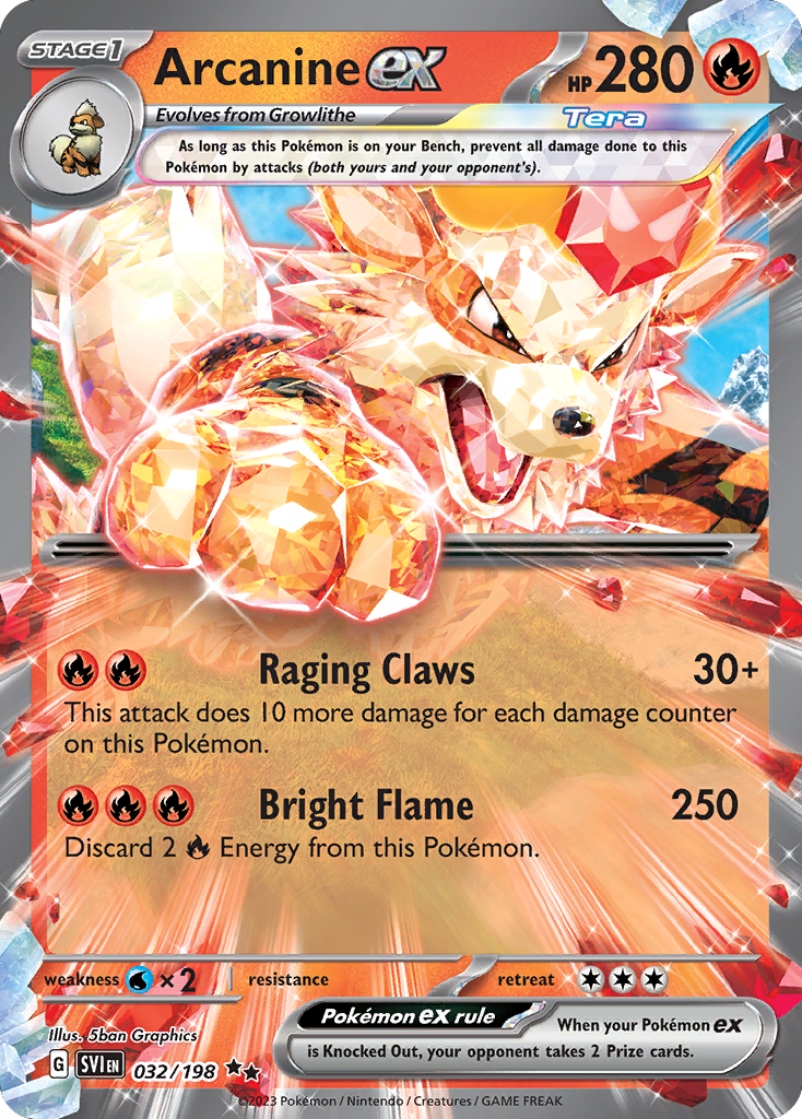 Arcanine ex sv1-32 Double Rare from Scarlet & Violet Set