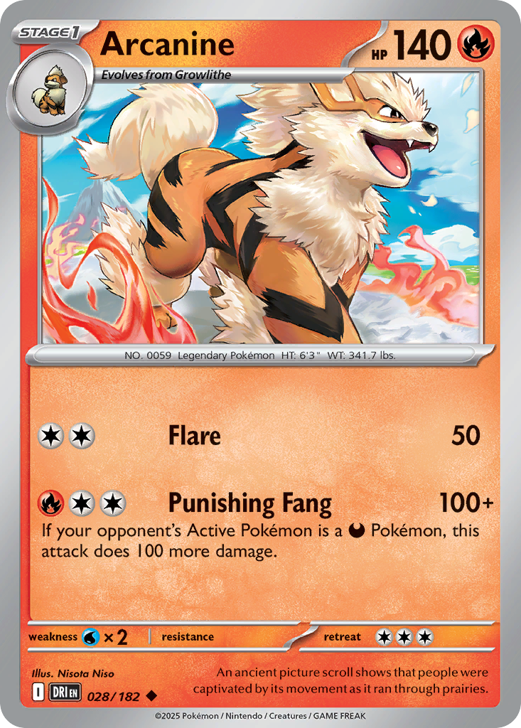 Arcanine sv10-28 Uncommon from Destined Rivals Set