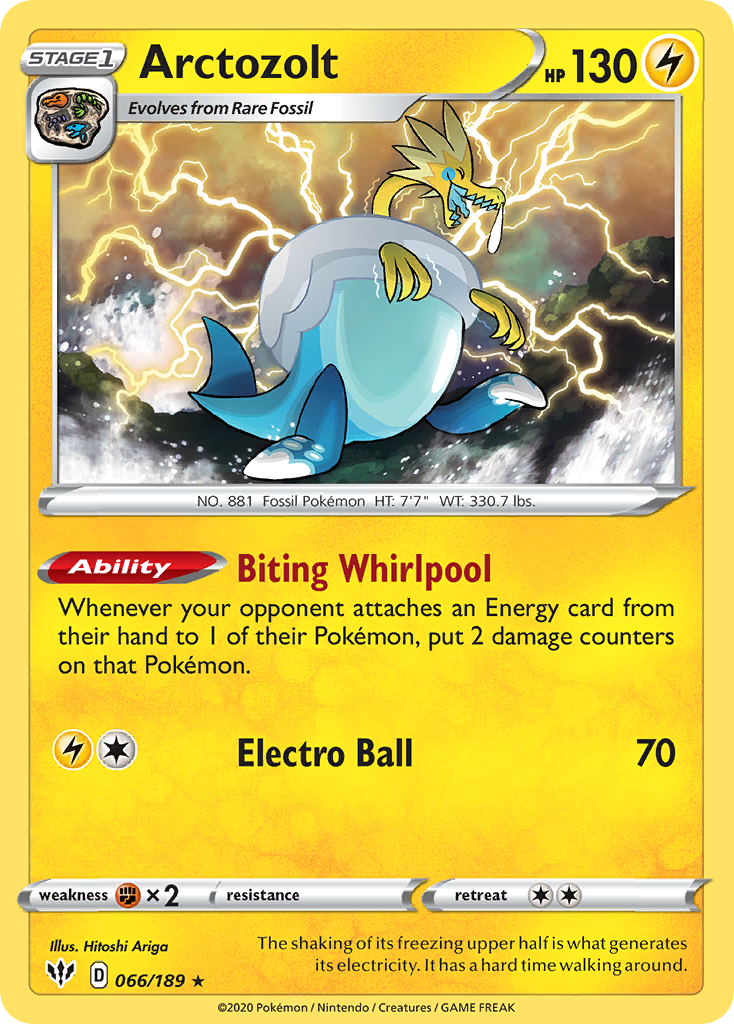 Arctozolt swsh3-66 Rare Holo from Darkness Ablaze Set