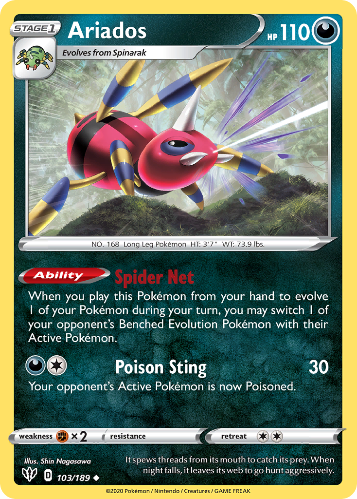 Ariados swsh3-103 Uncommon from Darkness Ablaze Set