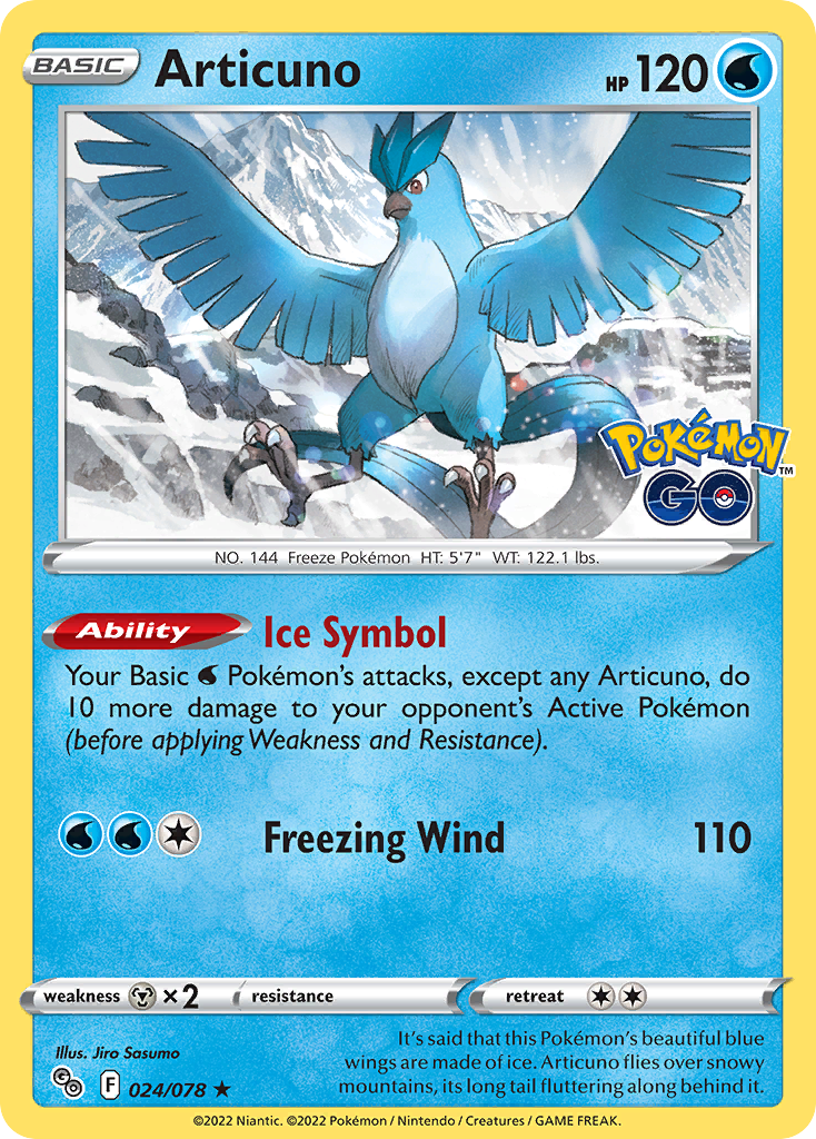 Articuno pgo-24 Rare Holo from Pokémon GO Set