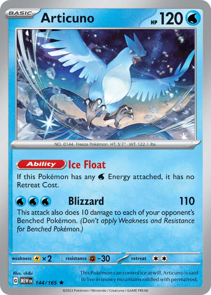 Articuno sv3pt5-144 Rare from 151 Set