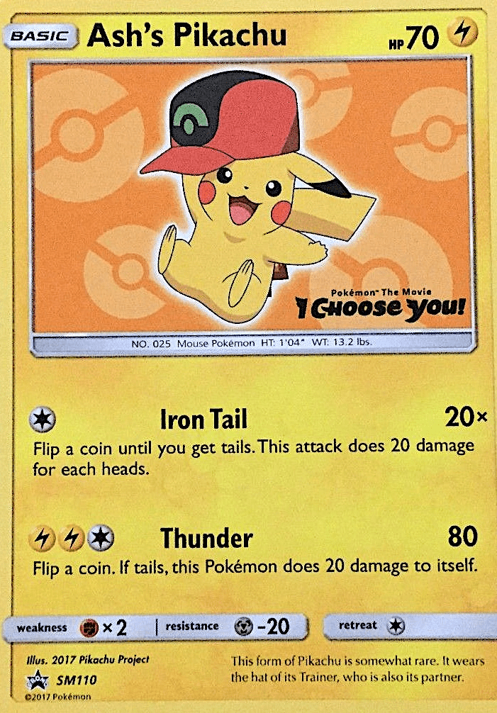 Ash’s Pikachu smp-SM110 Promo from SM Black Star Promos Set