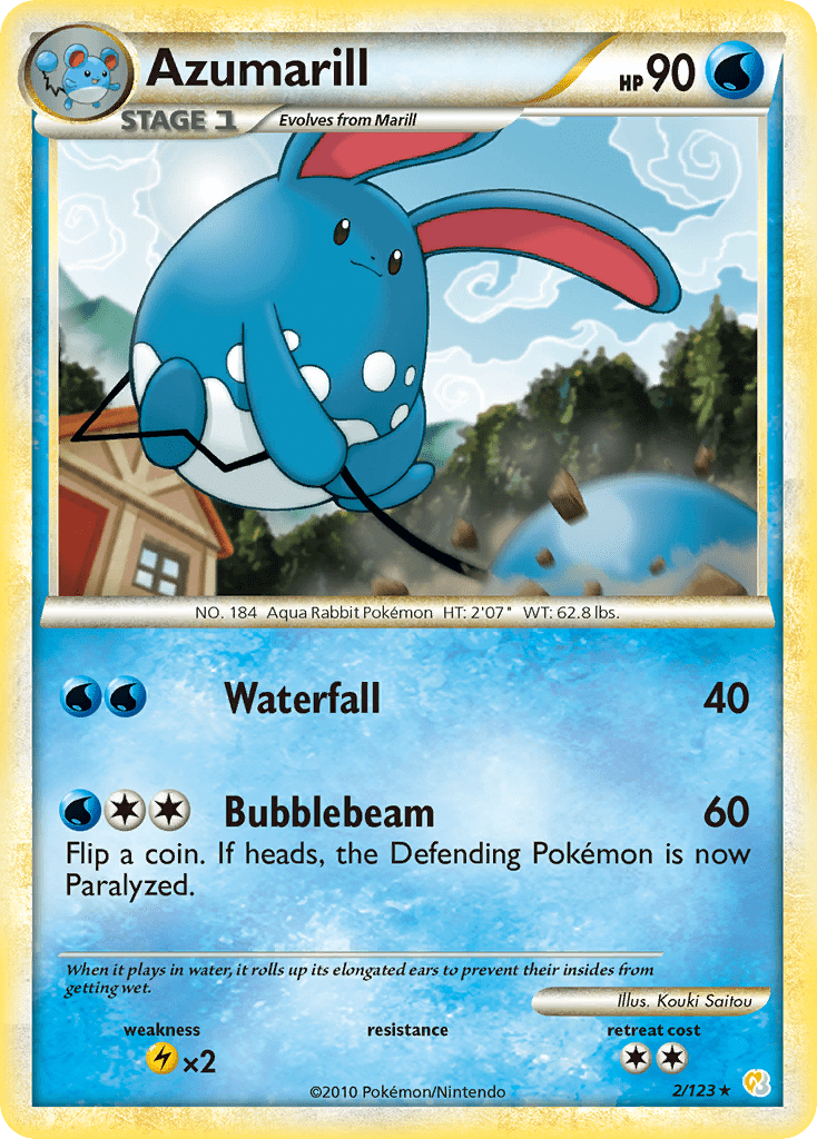 Azumarill hgss1-2 Rare Holo from HeartGold & SoulSilver Set
