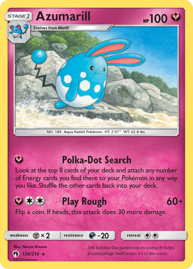 Azumarill sm8-136 Rare from Lost Thunder Set