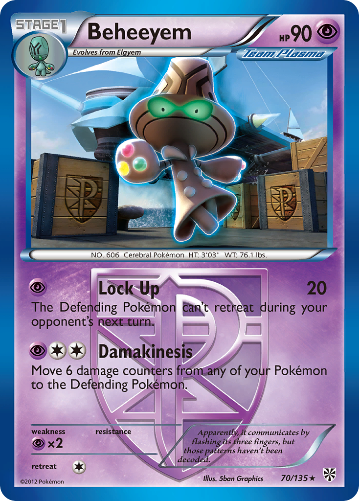 Beheeyem bw8-70 Rare from Plasma Storm Set