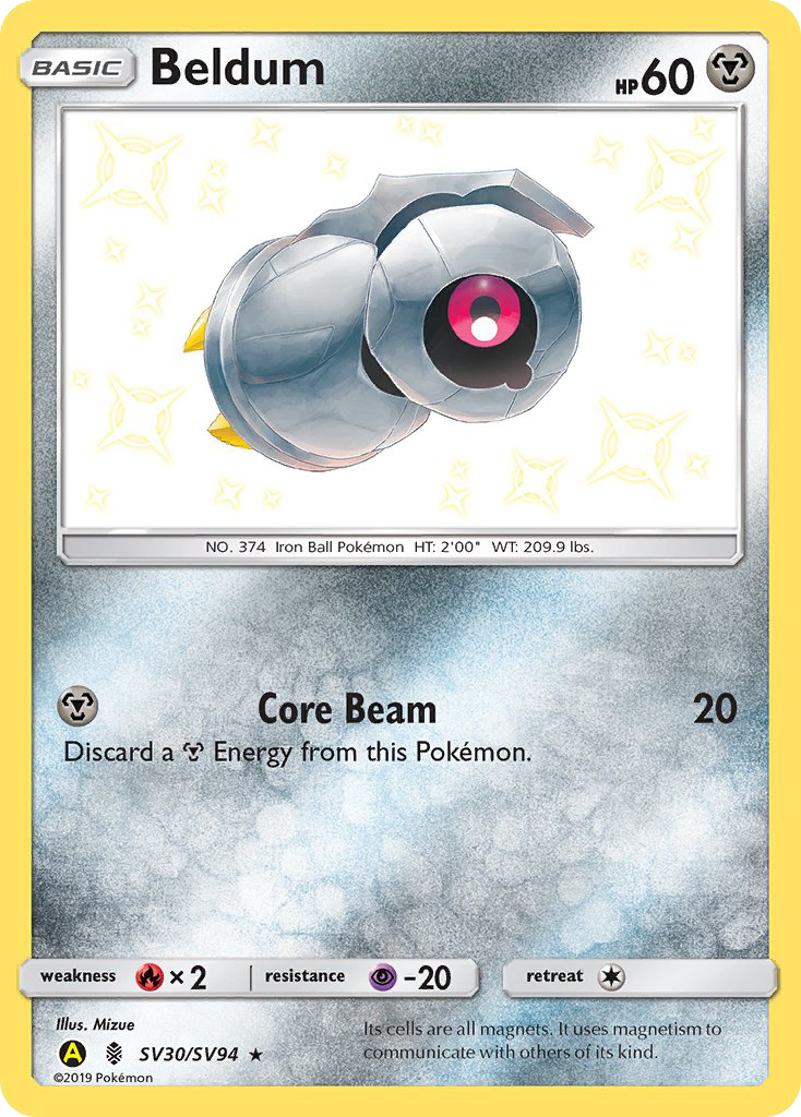 Beldum sma-SV30 Rare Shiny from Hidden Fates Shiny Vault Set
