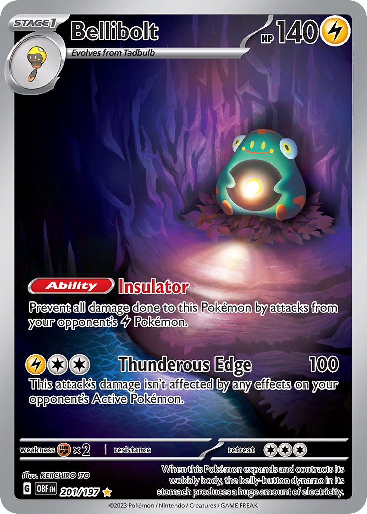 Bellibolt sv3-201 Illustration Rare from Obsidian Flames Set