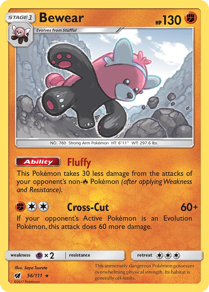 Bewear sm4-56 Rare Holo from Crimson Invasion Set