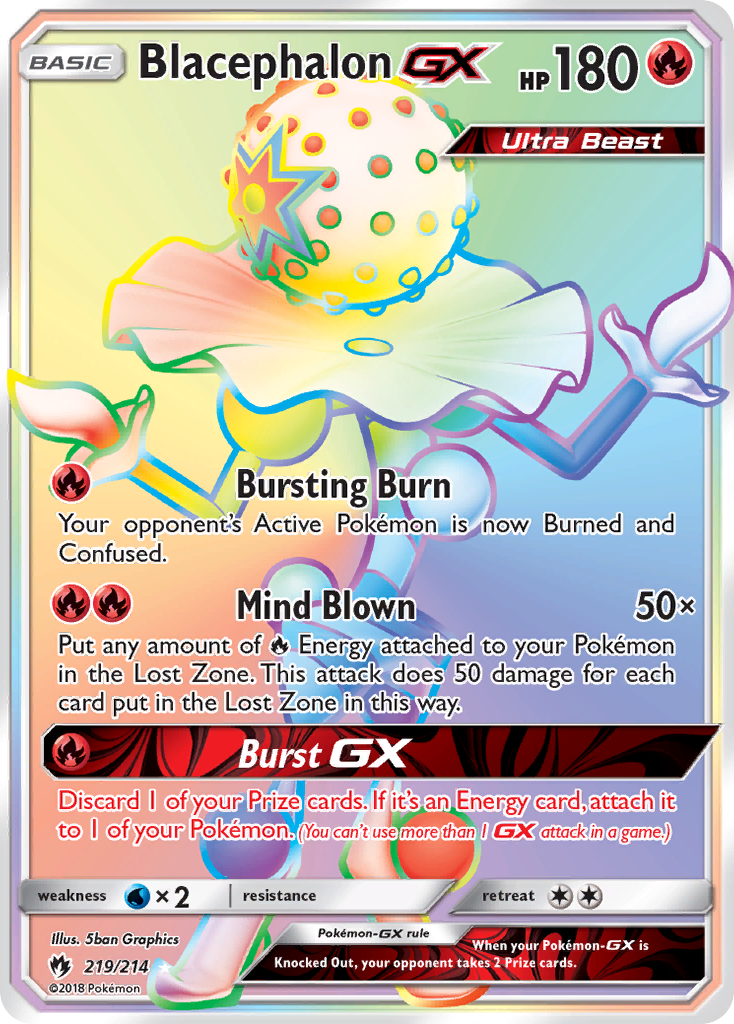 Blacephalon-GX sm8-219 Rare Rainbow from Lost Thunder Set
