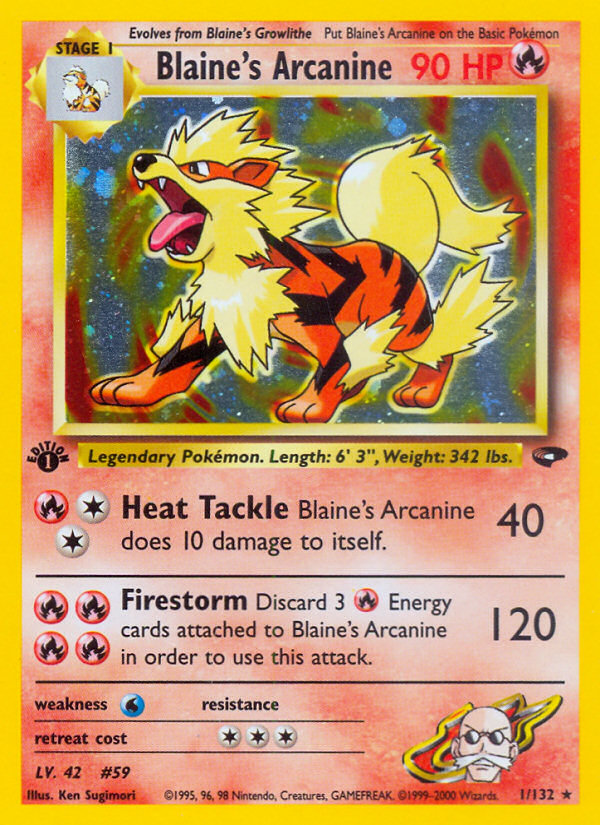 Blaine’s Arcanine gym2-1 Rare Holo from Gym Challenge Set