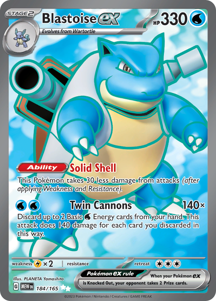 Blastoise ex sv3pt5-184 Ultra Rare from 151 Set