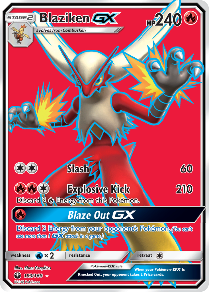 Blaziken-GX sm7-153 Rare Ultra from Celestial Storm Set