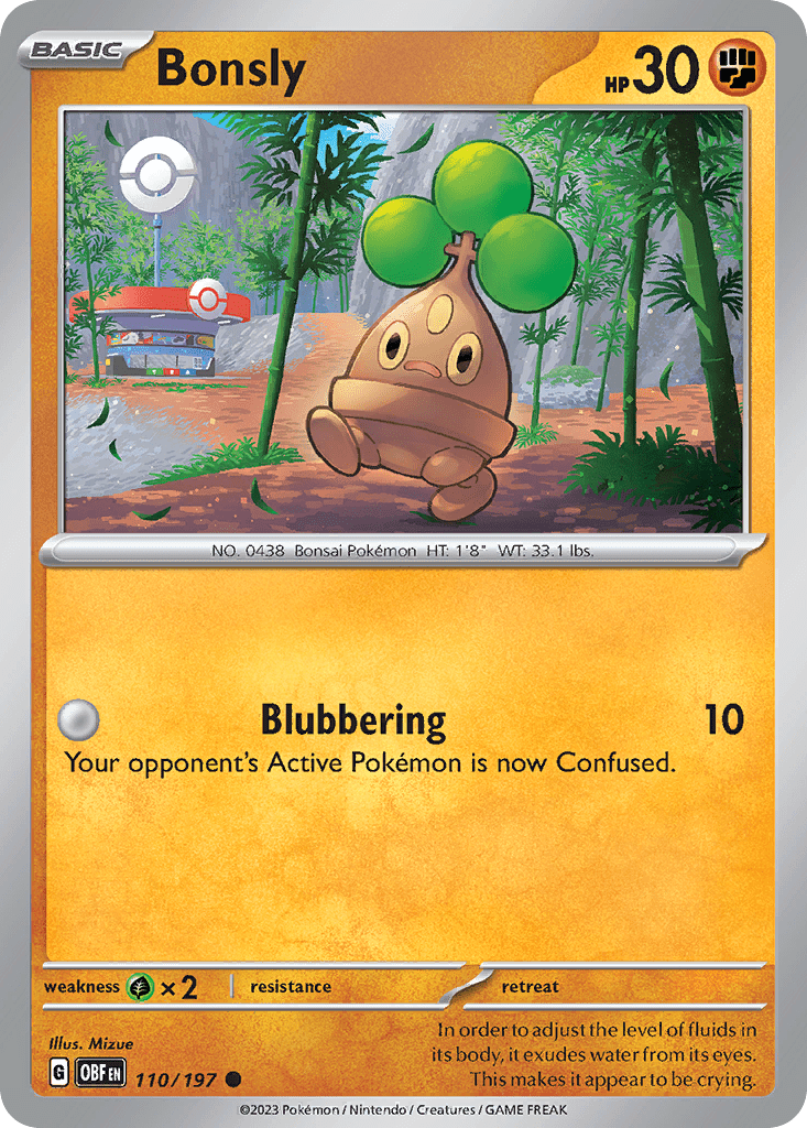 Bonsly sv3-110 Common from Obsidian Flames Set