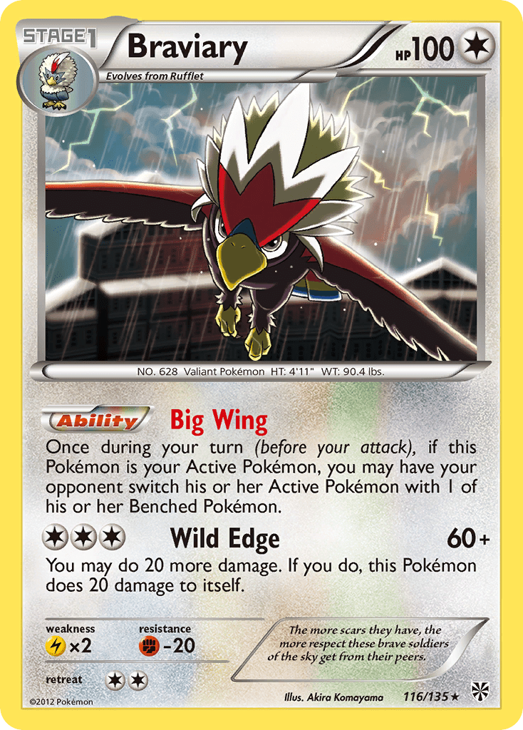 Braviary bw8-116 Rare from Plasma Storm Set