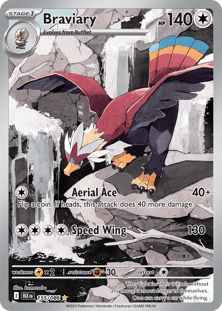 Braviary zsv10pt5-155 Illustration Rare from Black Bolt Set