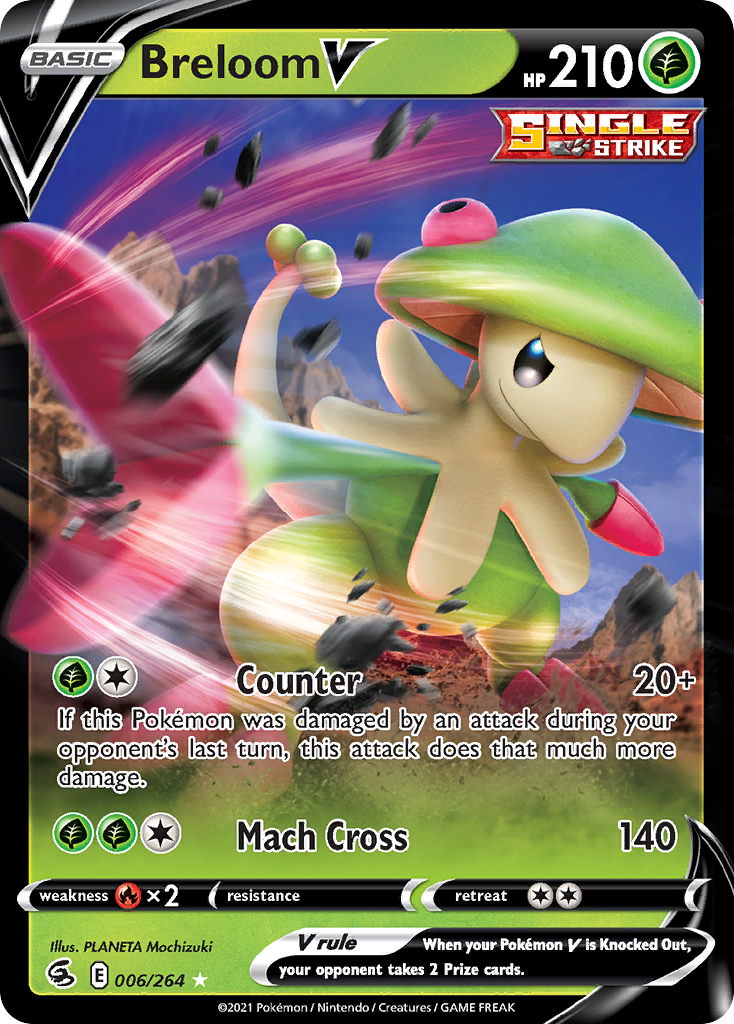 Breloom V swsh8-6 Rare Holo V from Fusion Strike Set