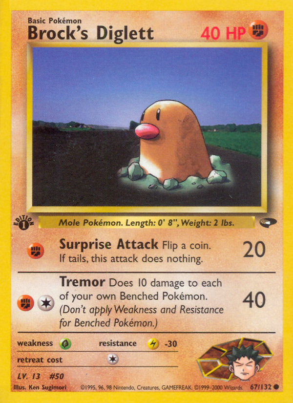 Brock’s Diglett gym2-67 Common from Gym Challenge Set