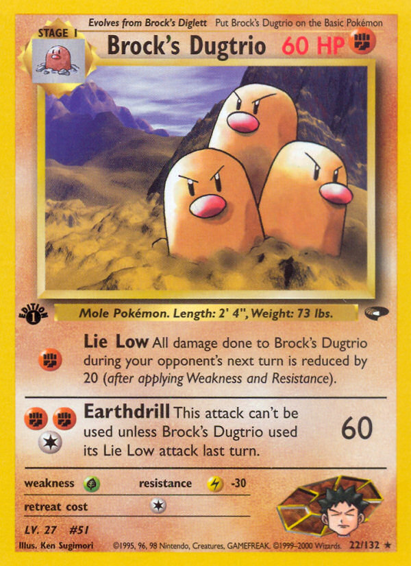 Brock’s Dugtrio gym2-22 Rare from Gym Challenge Set