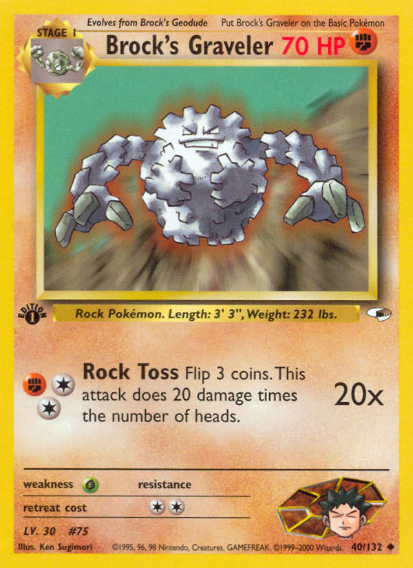 Brock’s Graveler gym1-40 Uncommon from Gym Heroes Set