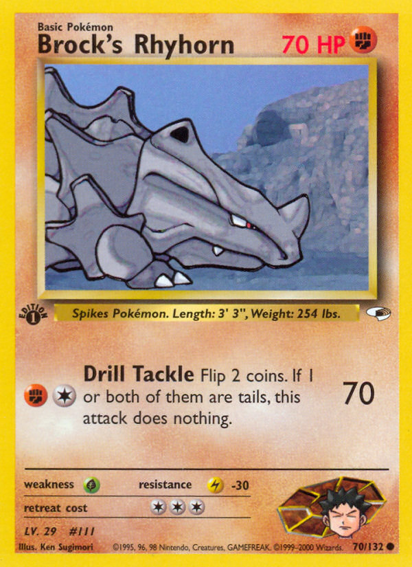 Brock’s Rhyhorn gym1-70 Common from Gym Heroes Set