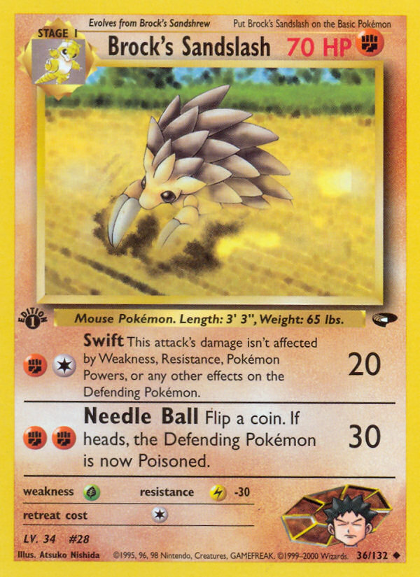 Brock’s Sandslash gym2-36 Uncommon from Gym Challenge Set